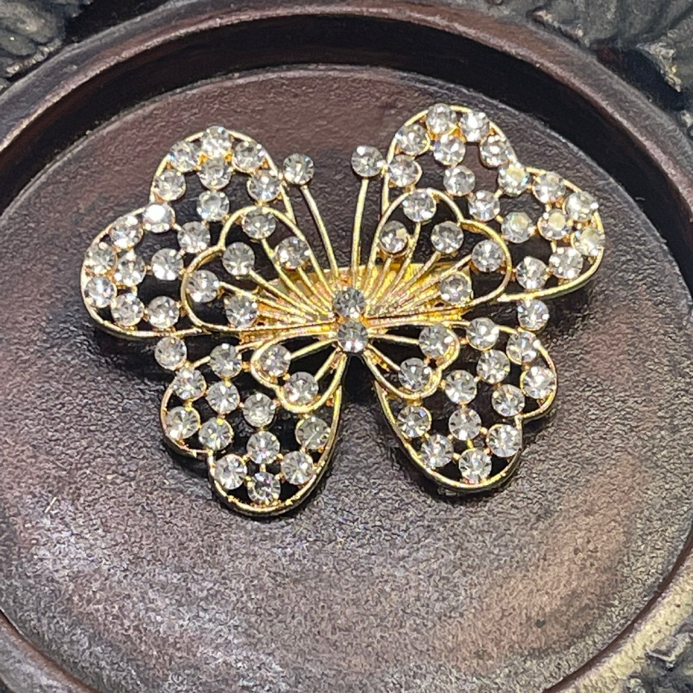 Elegant Gold and Silver Butterfly Brooch